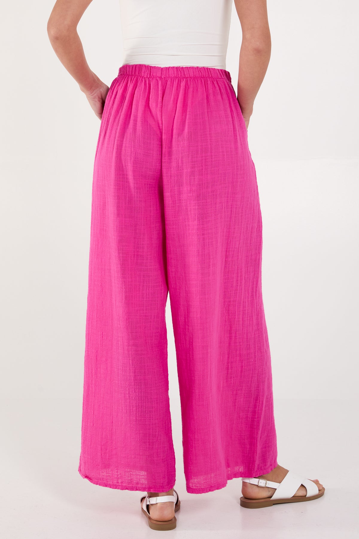 Pure Cotton Pockets Wide Leg Trousers