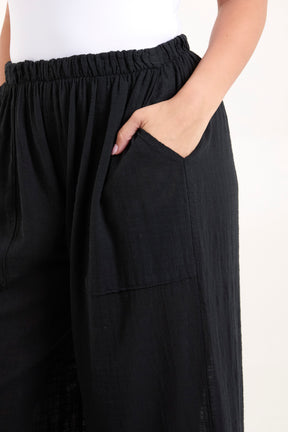 Pure Cotton Pockets Wide Leg Trousers