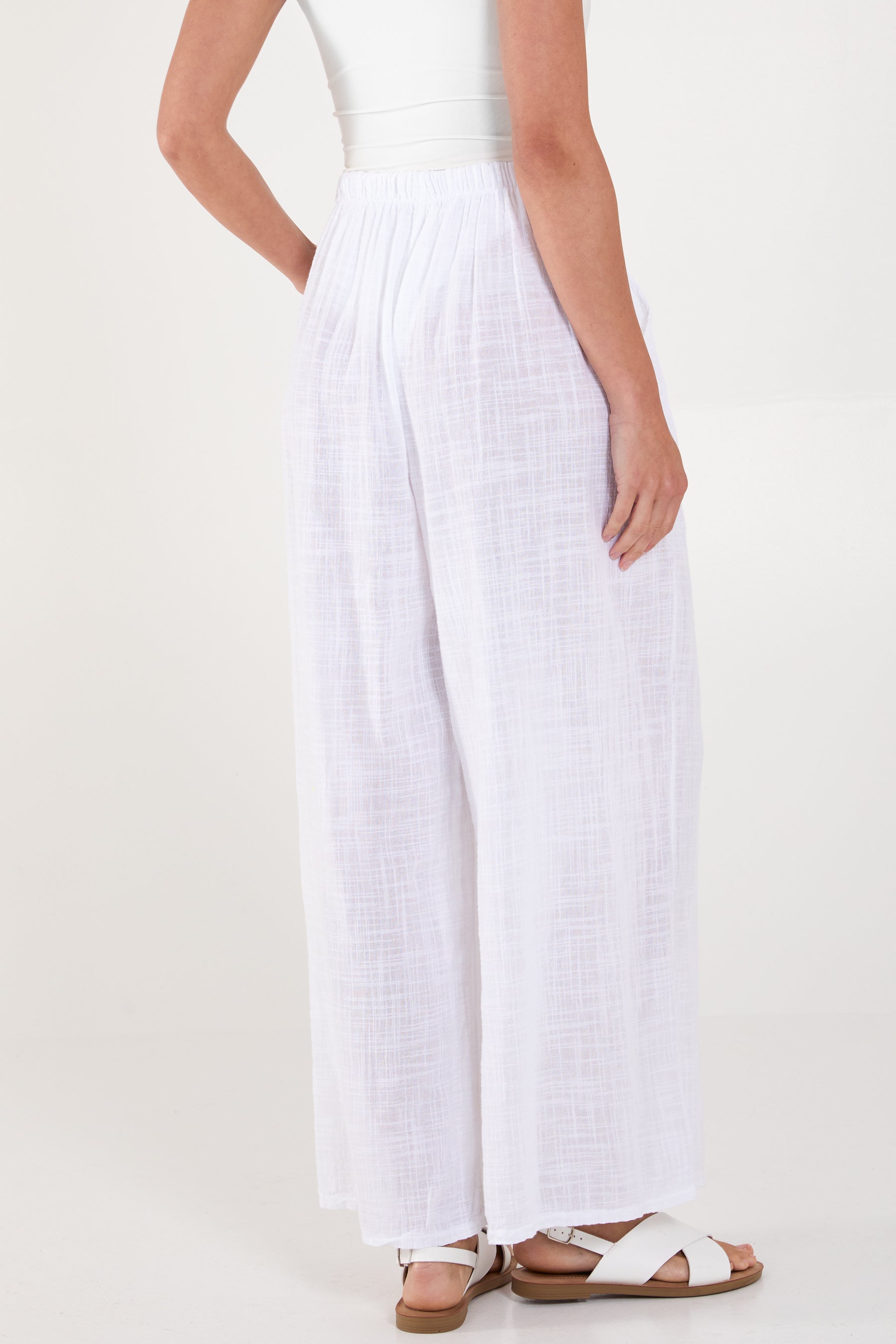 Pure Cotton Pockets Wide Leg Trousers