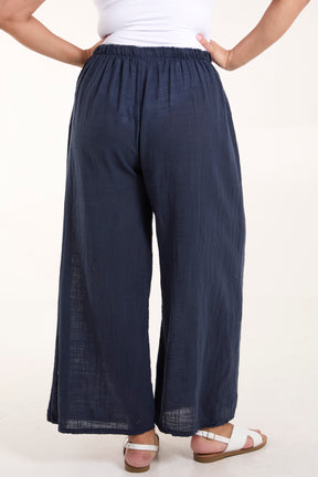 Pure Cotton Pockets Wide Leg Trousers