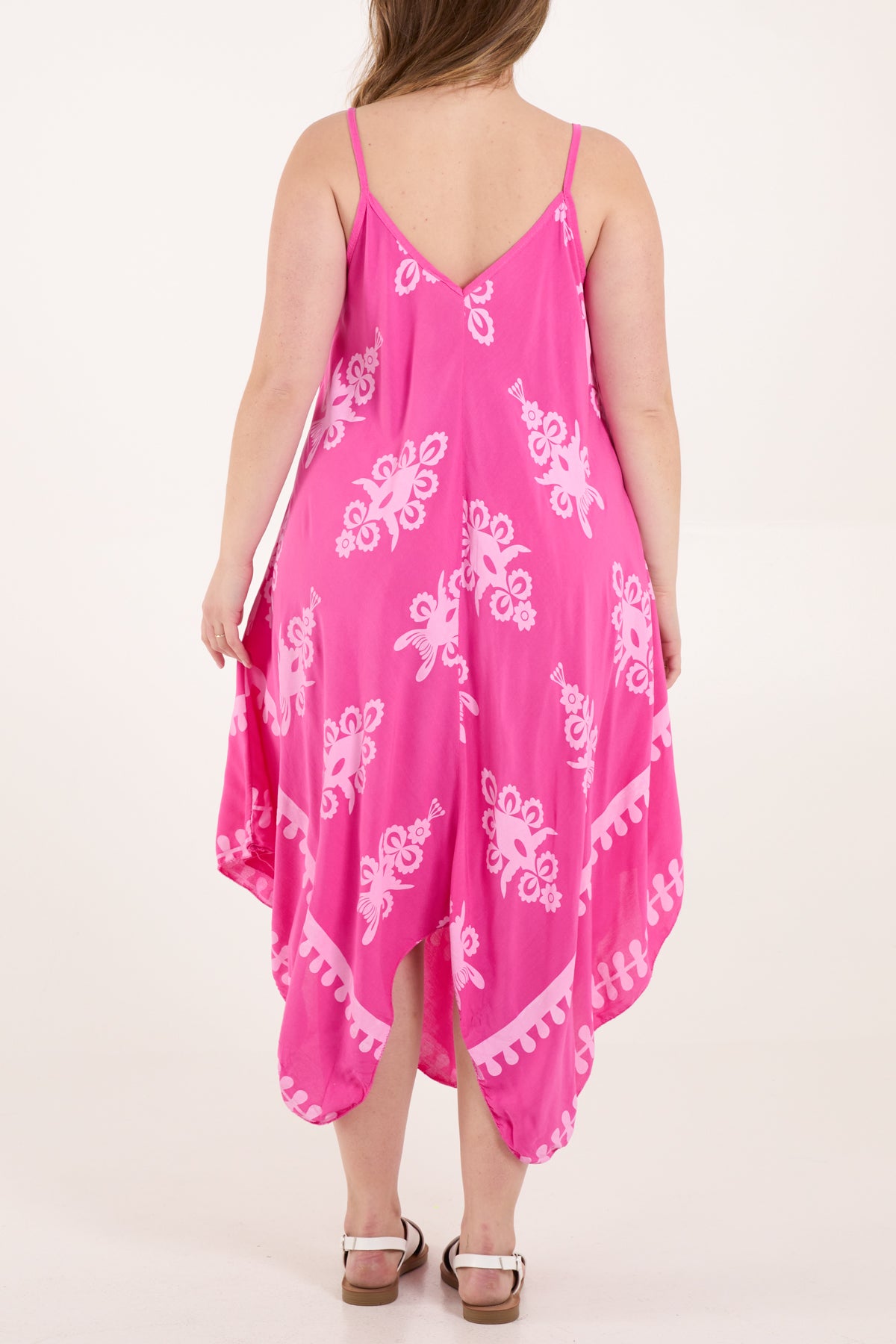 Placement Print Hanky Hem Cami Dress