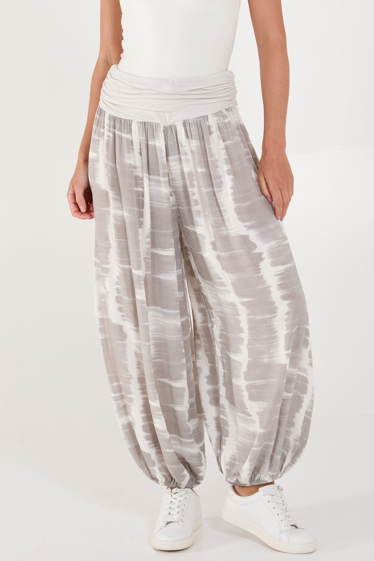 Tie Dye Waistband Harem Trousers