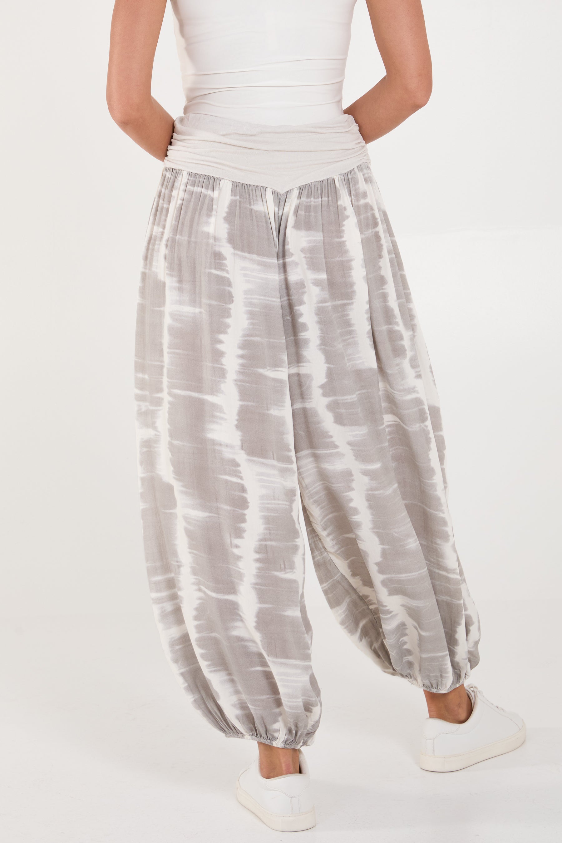 Tie Dye Waistband Harem Trousers