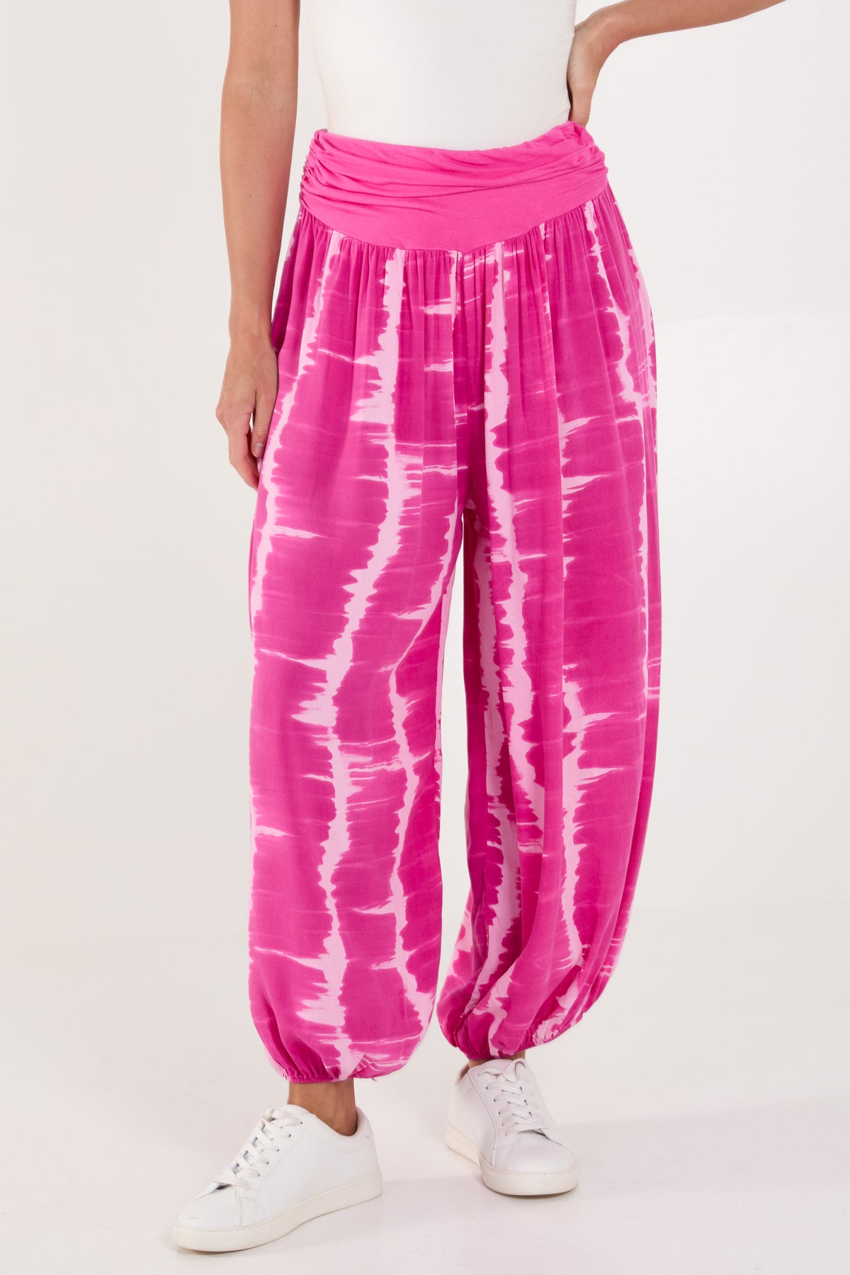 Tie Dye Waistband Harem Trousers