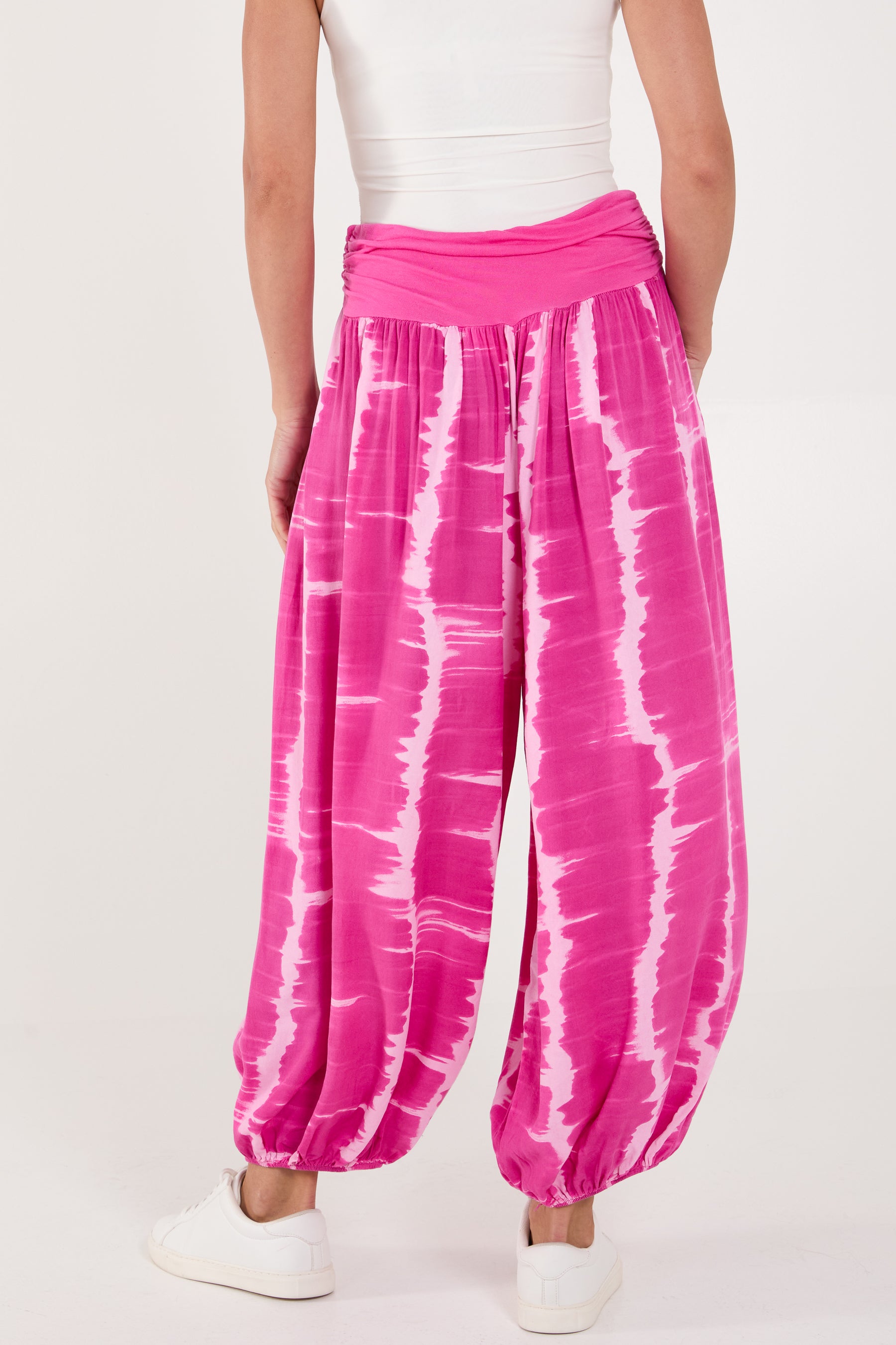 Tie Dye Waistband Harem Trousers