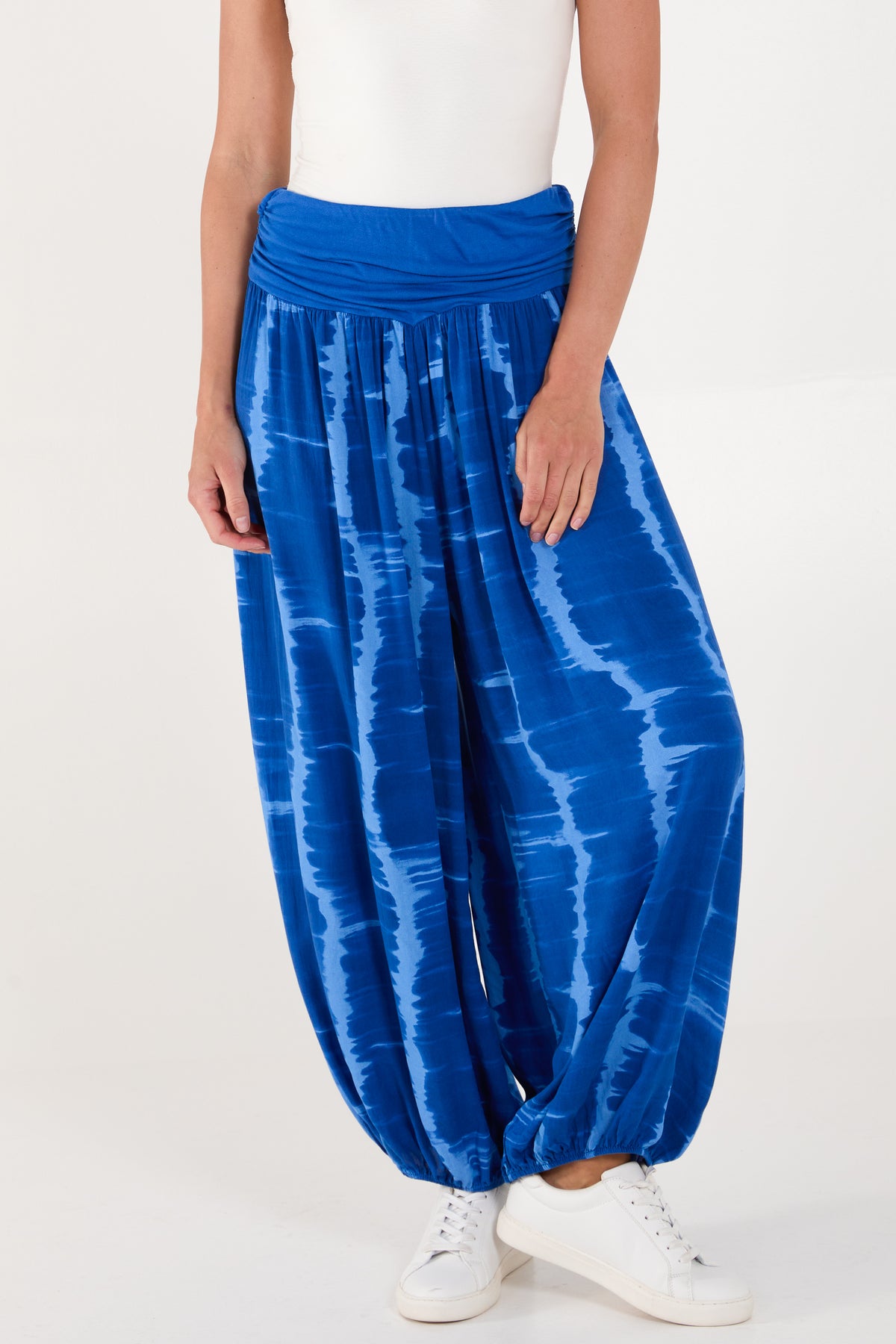 Tie Dye Waistband Harem Trousers