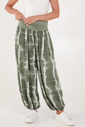 Tie Dye Waistband Harem Trousers