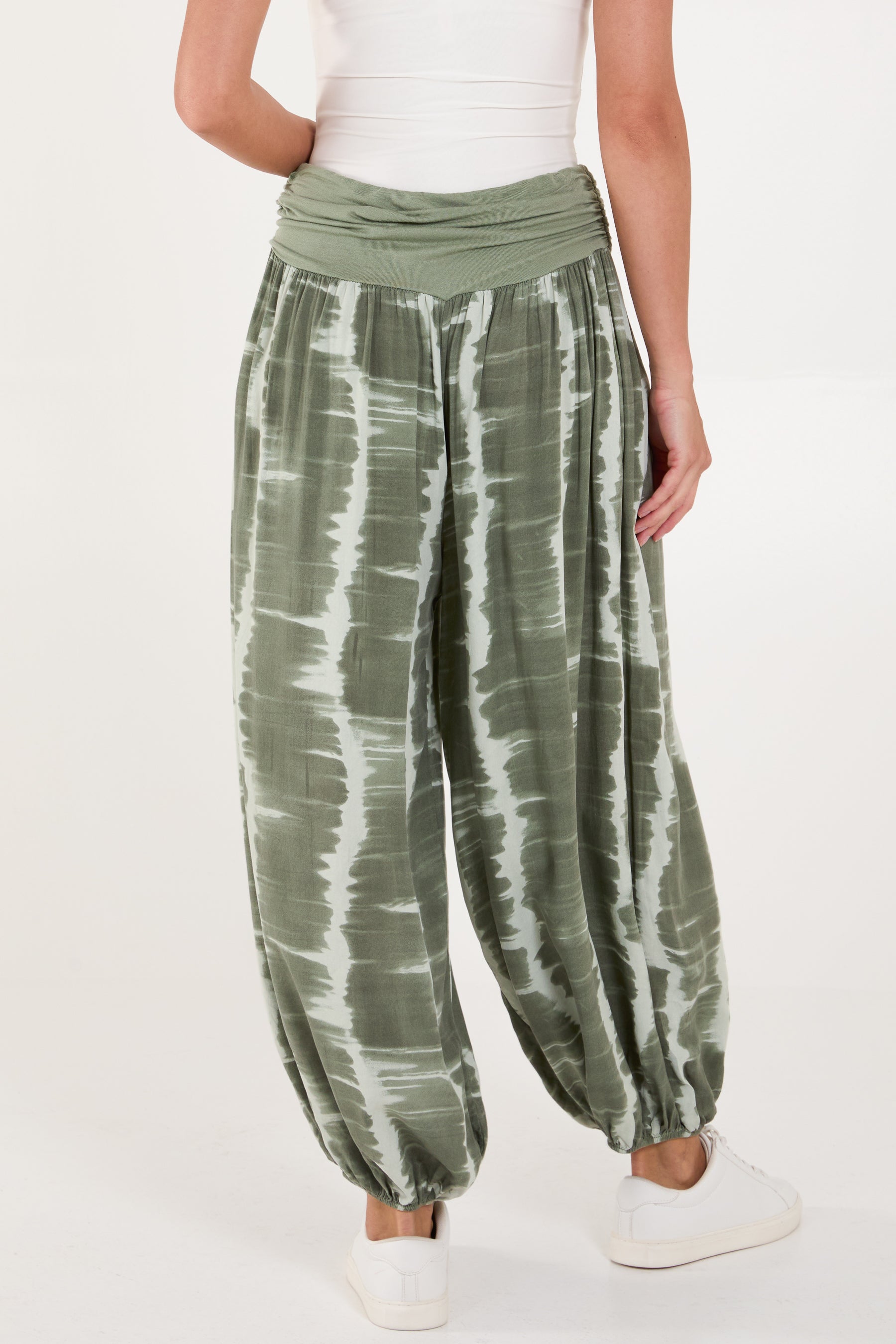 Tie Dye Waistband Harem Trousers