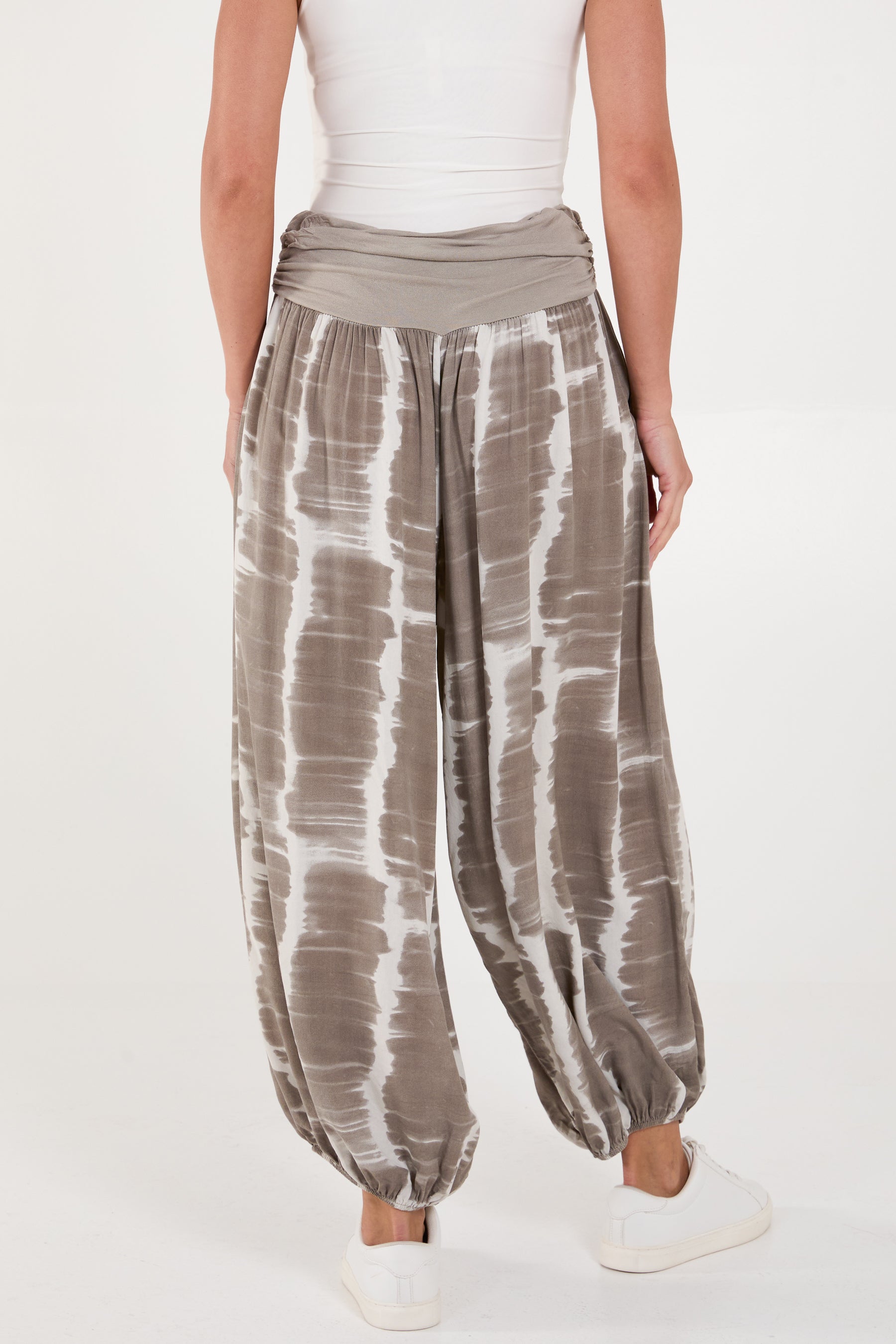 Tie Dye Waistband Harem Trousers