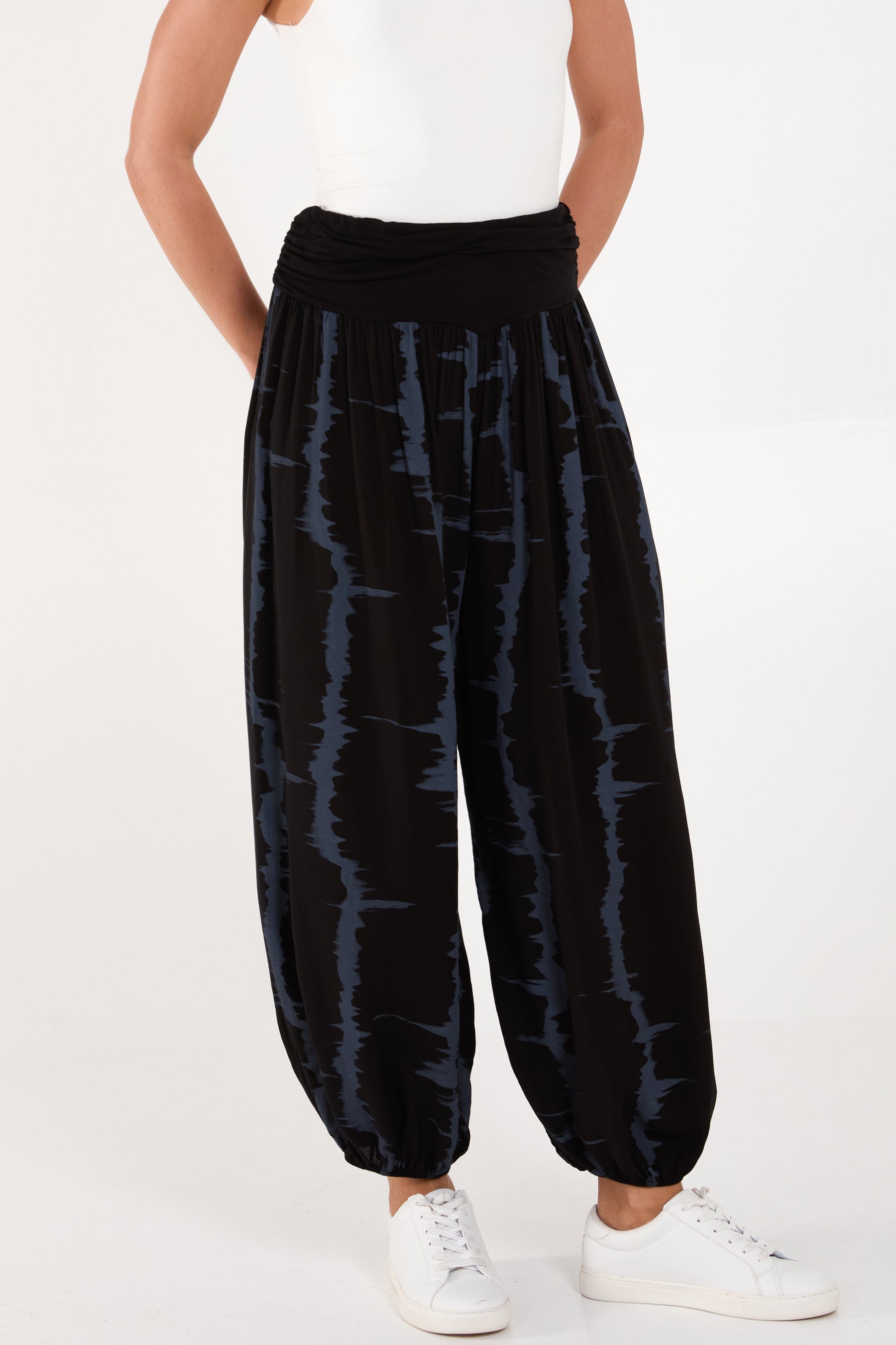 Tie Dye Waistband Harem Trousers