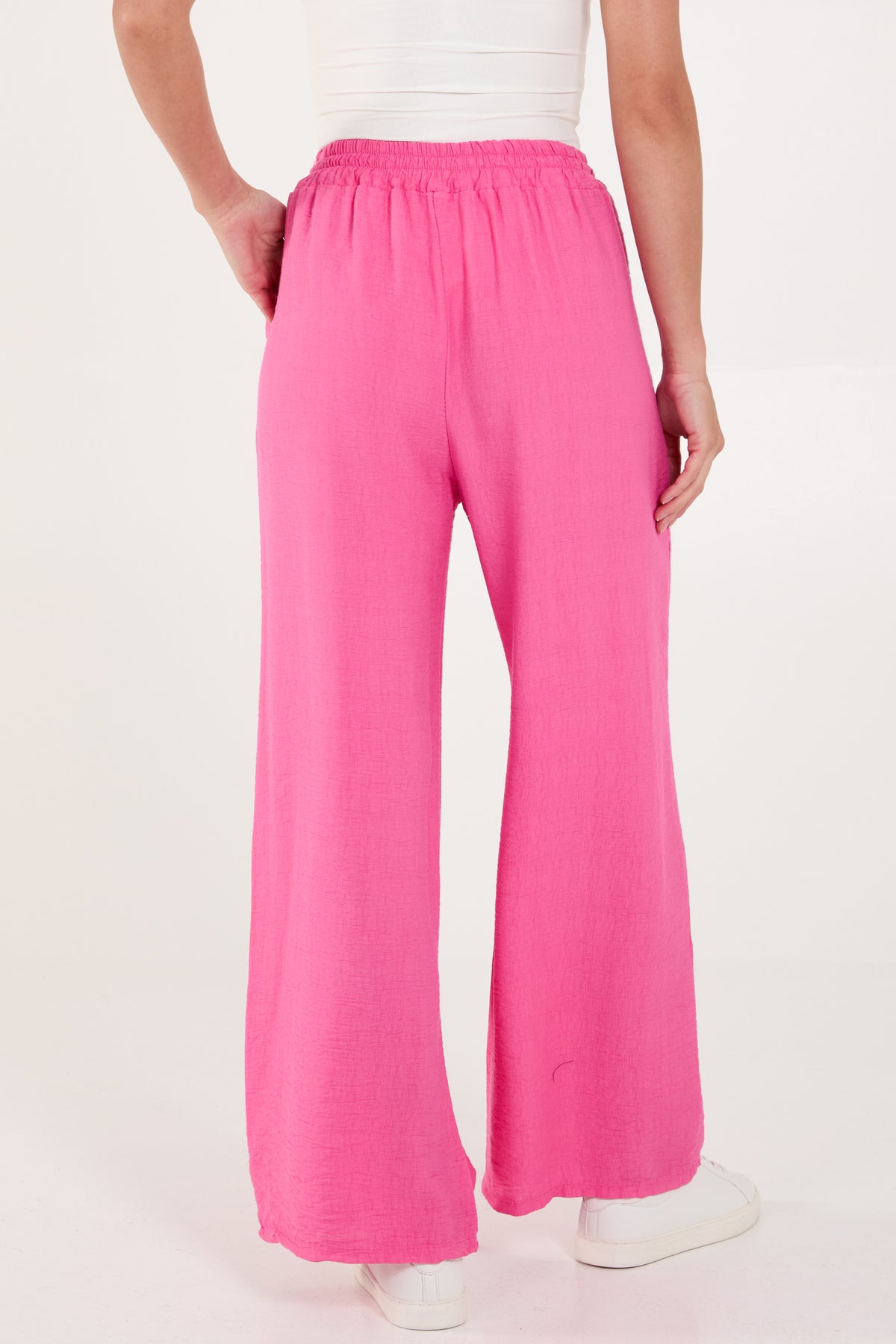 Wide Leg Pockets Drawstring Trousers