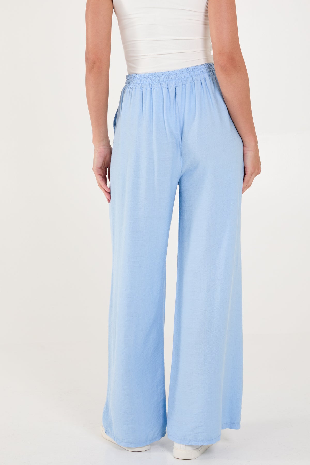 Wide Leg Pockets Drawstring Trousers