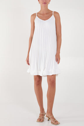 Pleated Cami Ruffle Mini Dress