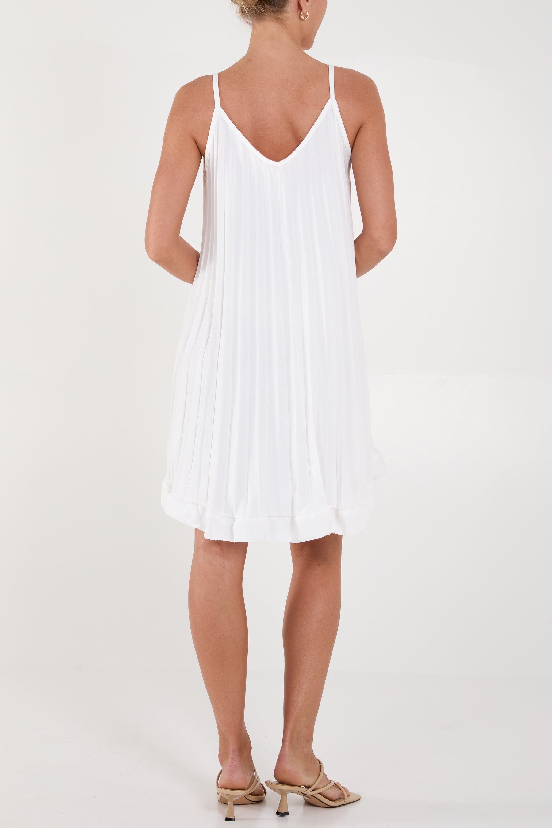 Pleated Cami Ruffle Mini Dress