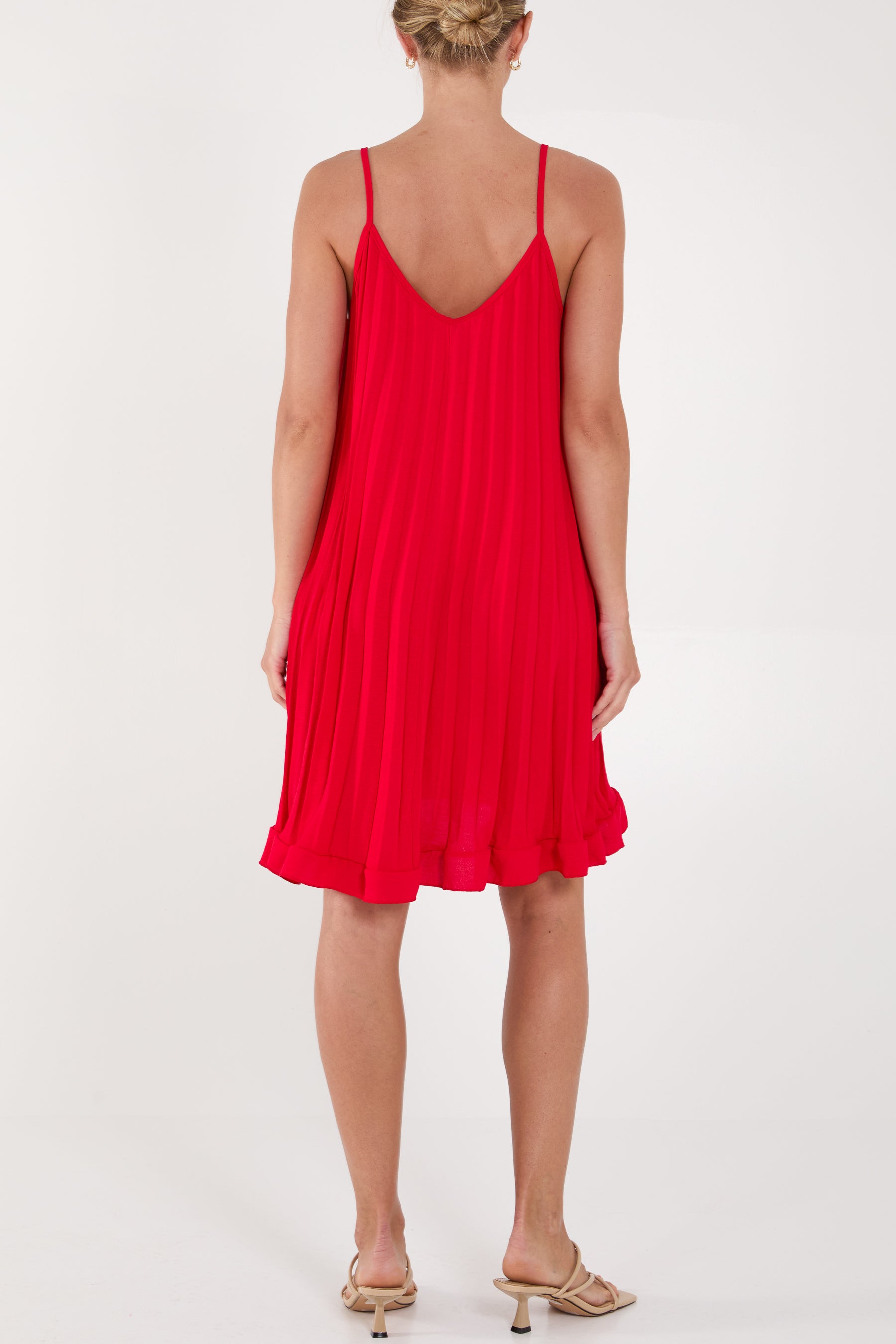 Pleated Cami Ruffle Mini Dress