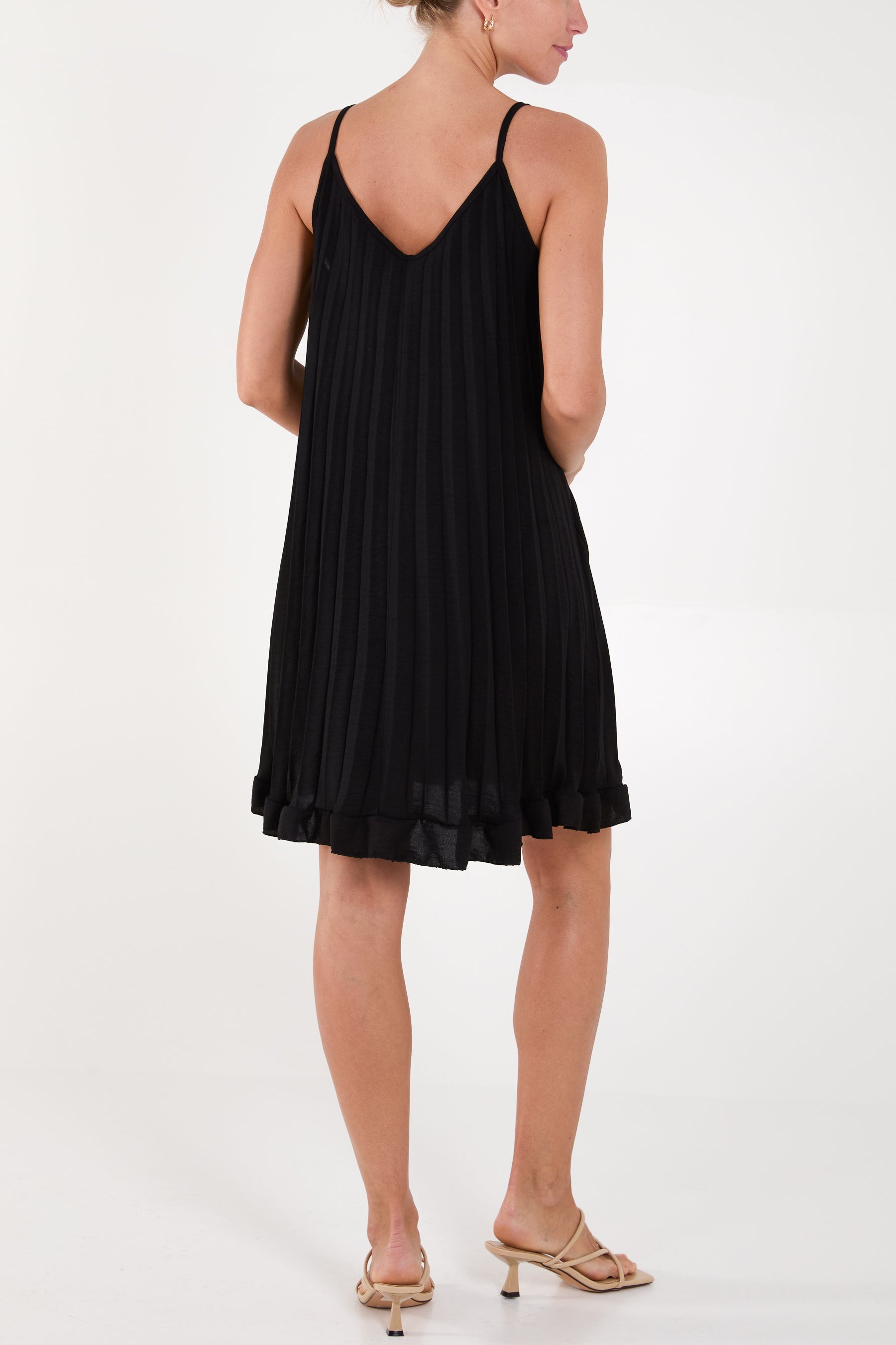 Pleated Cami Ruffle Mini Dress