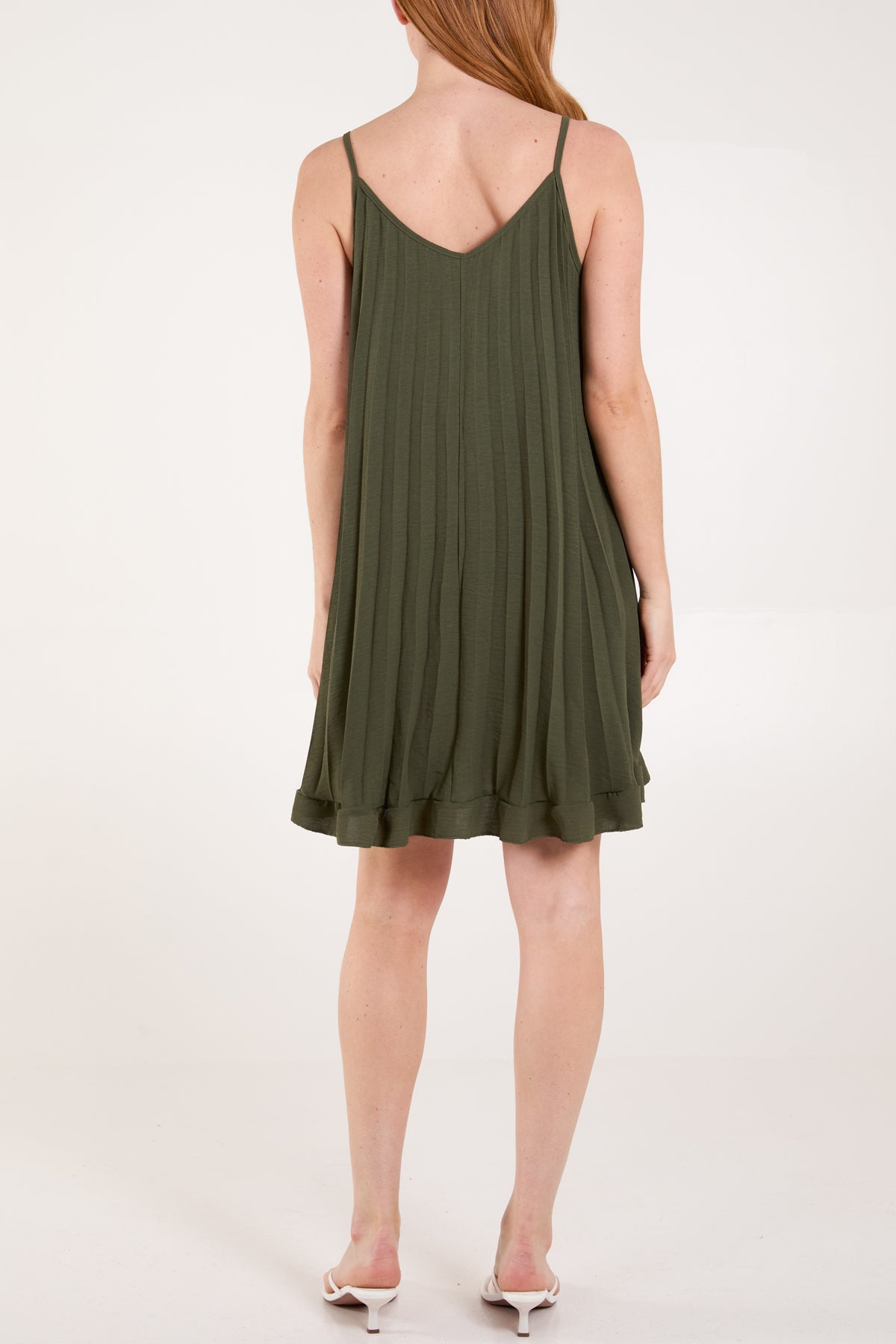 Pleated Cami Ruffle Mini Dress