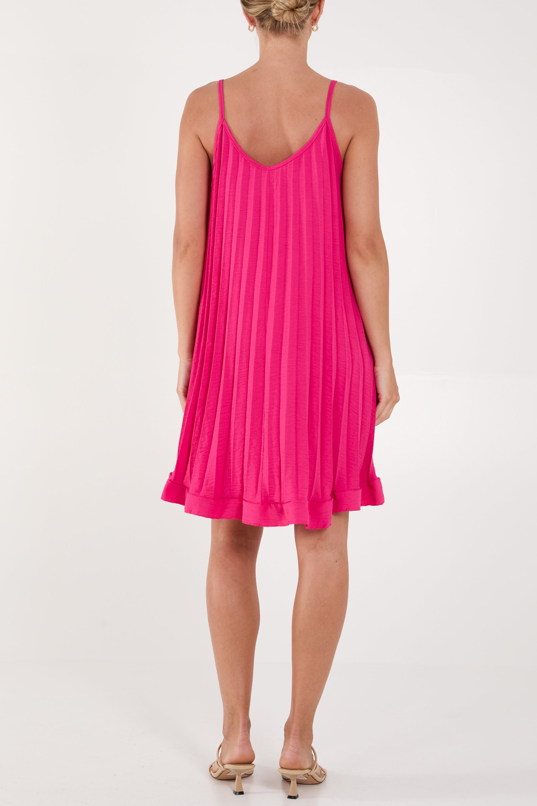 Pleated Cami Ruffle Mini Dress