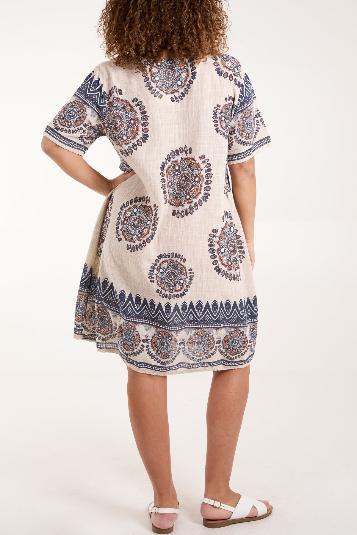 Cotton Mandala Pockets Mini Dress