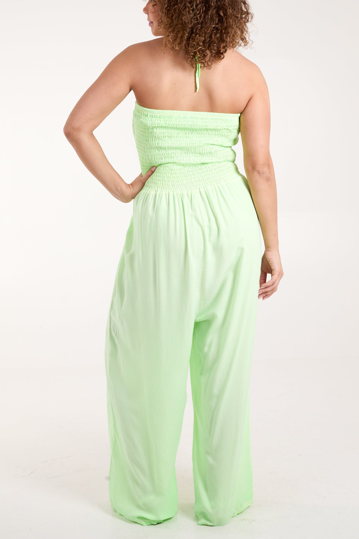 Halter Shirred Bodice Jumpsuit