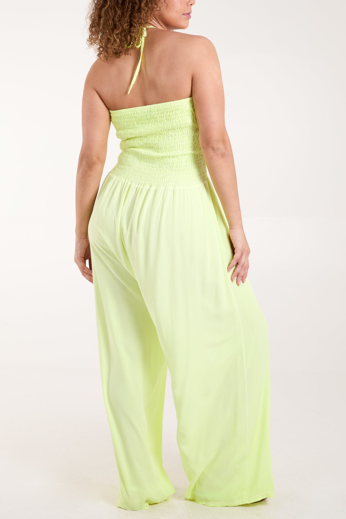 Halter Shirred Bodice Jumpsuit