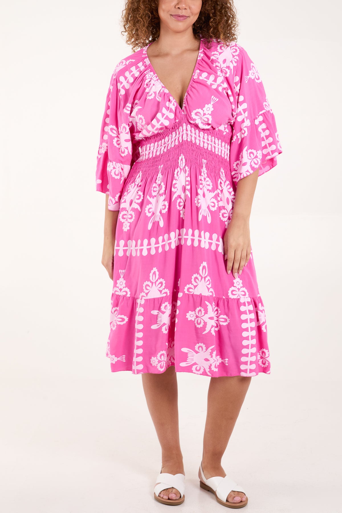 Tribal Shirred Bodice Mini Dress