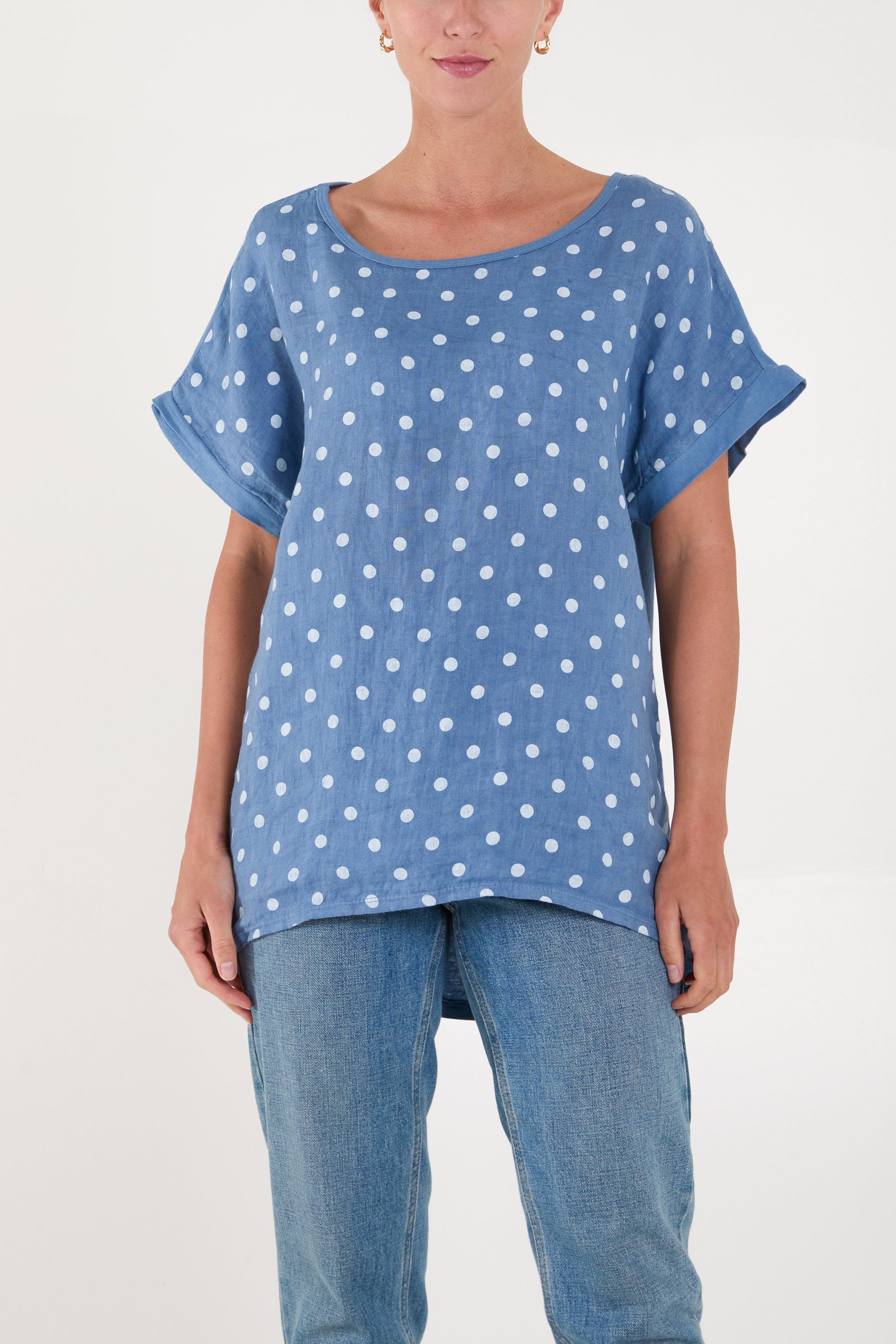 Polka Dot Linen Blend Top