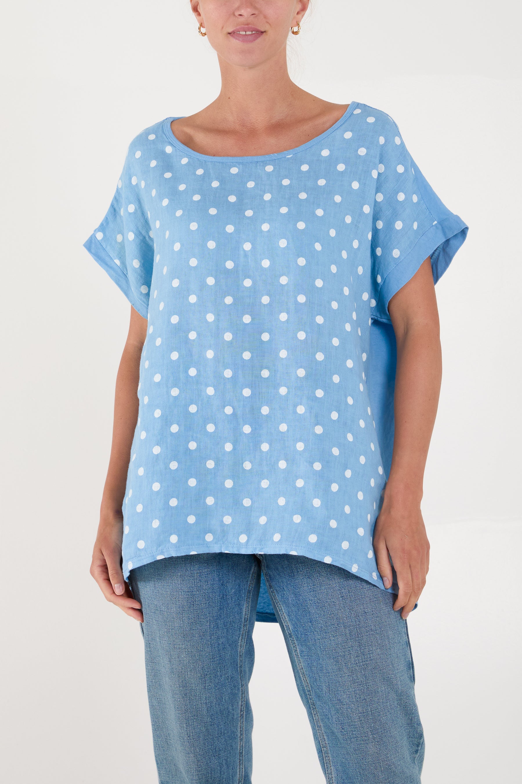 Polka Dot Linen Blend Top