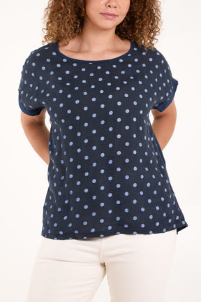 Polka Dot Linen Blend Top