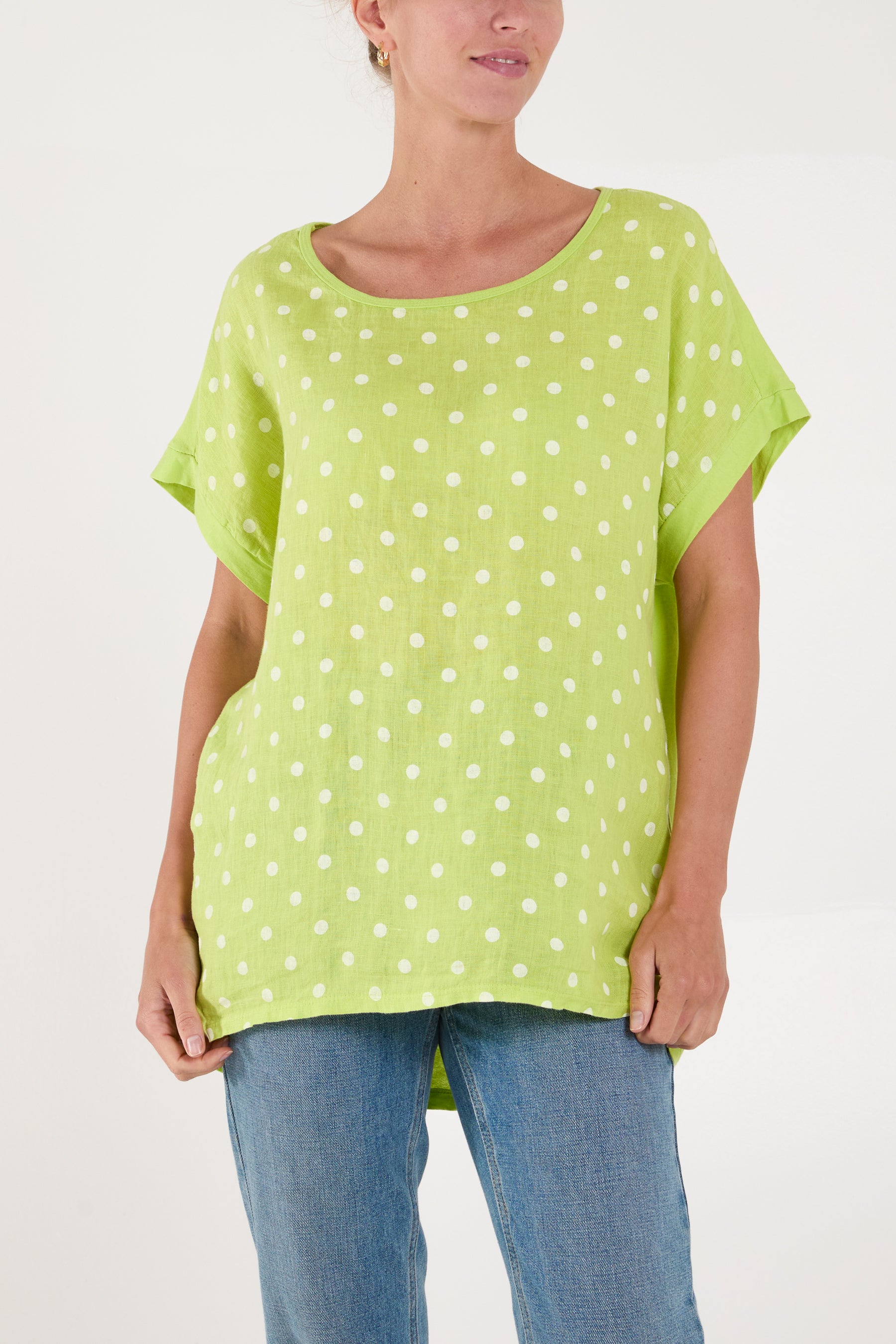 Polka Dot Linen Blend Top