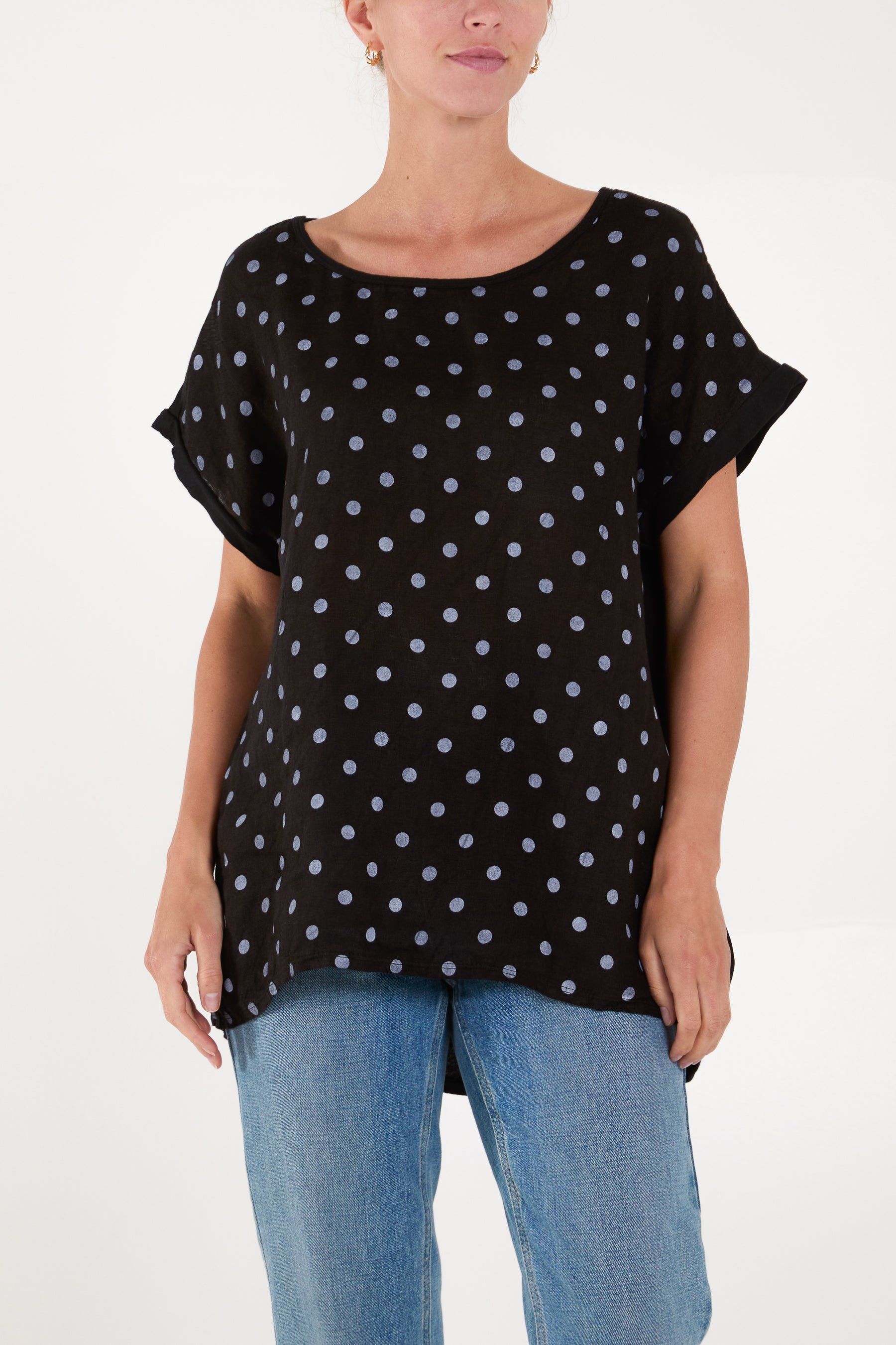 Polka Dot Linen Blend Top