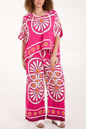 Aztec Bold Print Top and Trousers Set