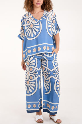 Aztec Bold Print Top and Trousers Set