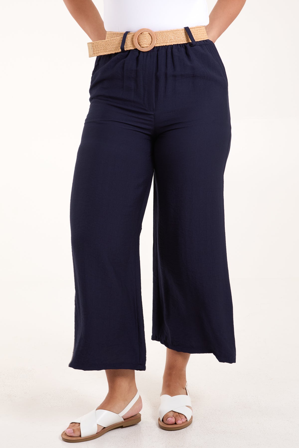 Belted Wide Leg Culotte Trousers