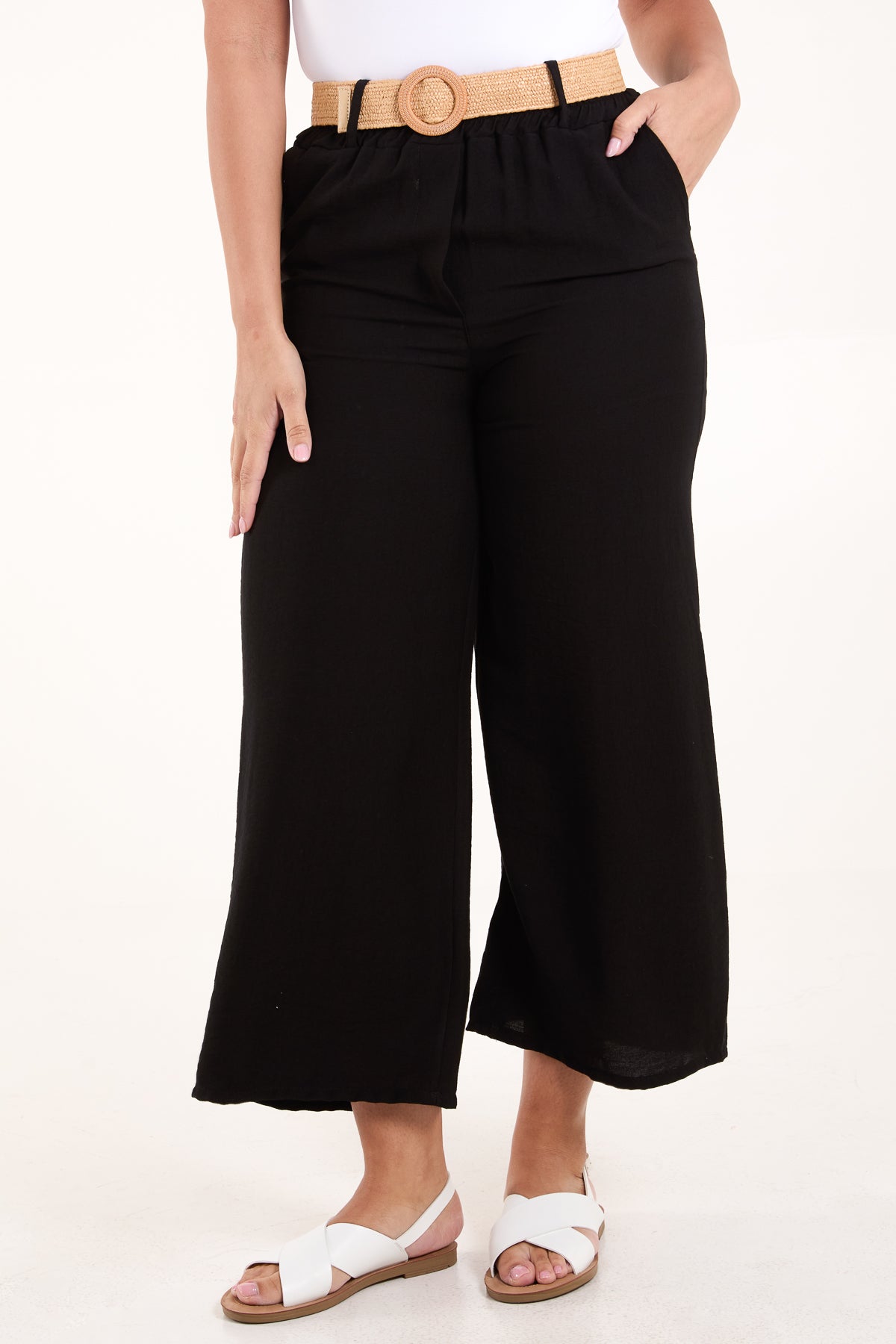 Belted Wide Leg Culotte Trousers