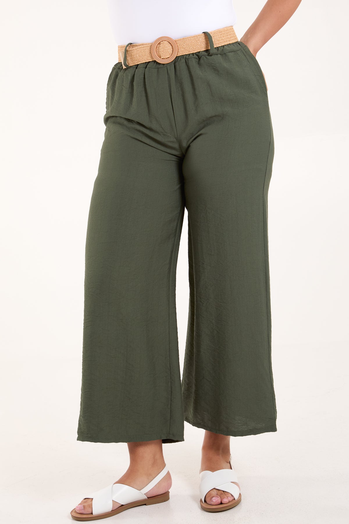 Belted Wide Leg Culotte Trousers