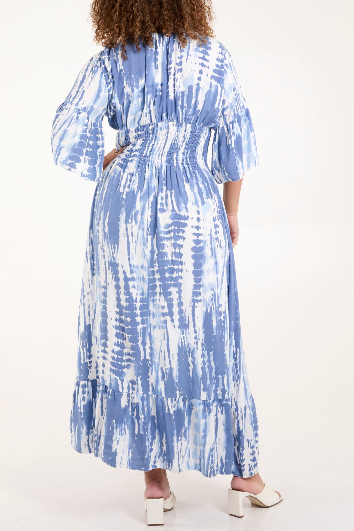 Tie Dye Shirred Bodice Maxi Dress