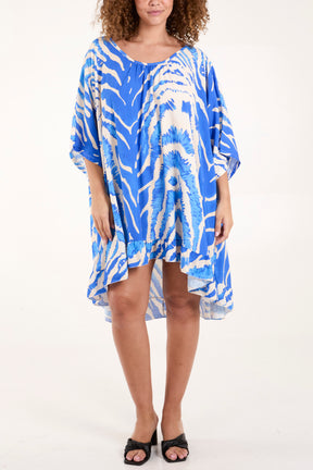 Zebra Print Open Back Tunic Dress