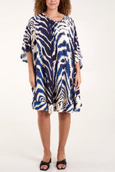 Zebra Print Open Back Tunic Dress