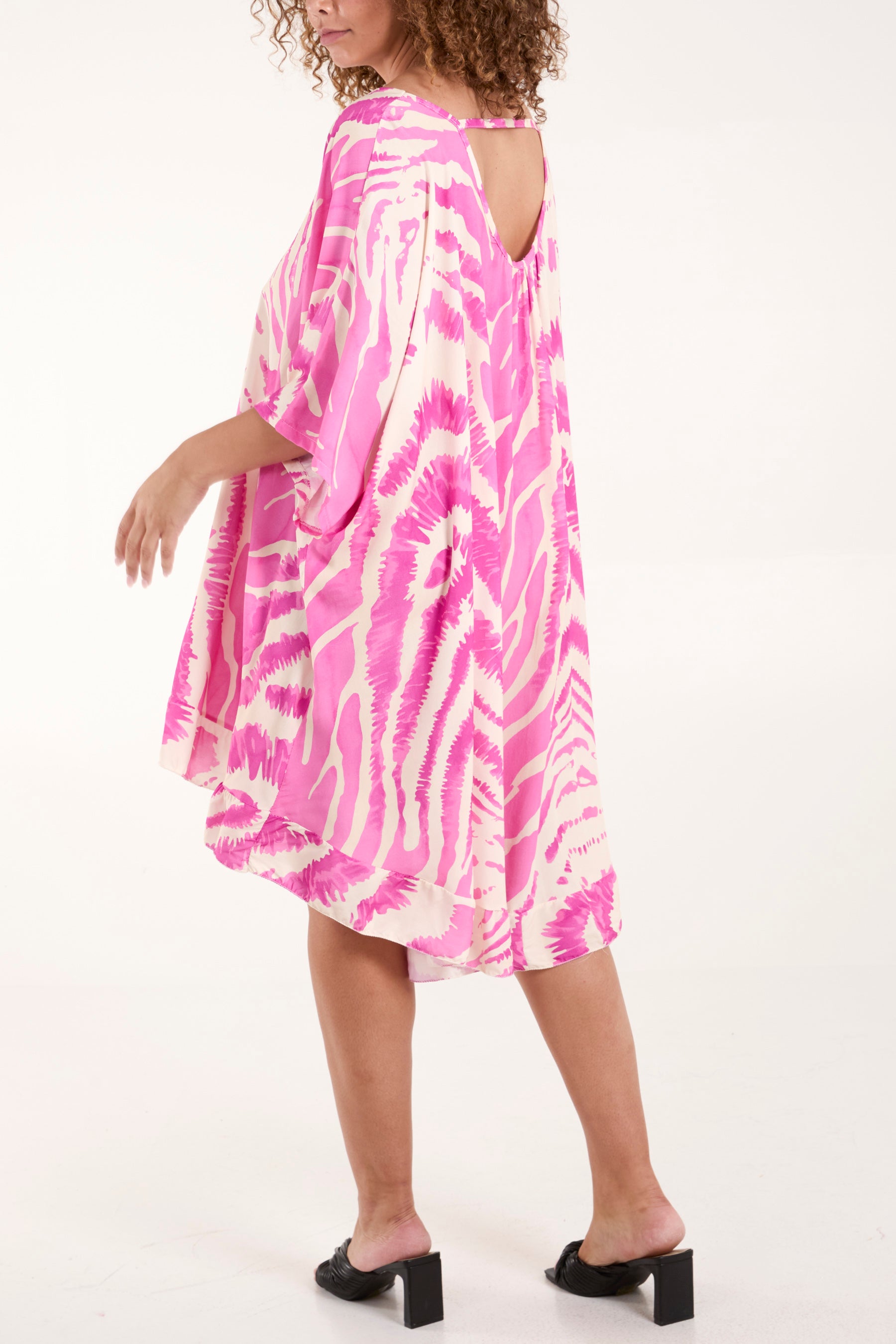 Zebra Print Open Back Tunic Dress