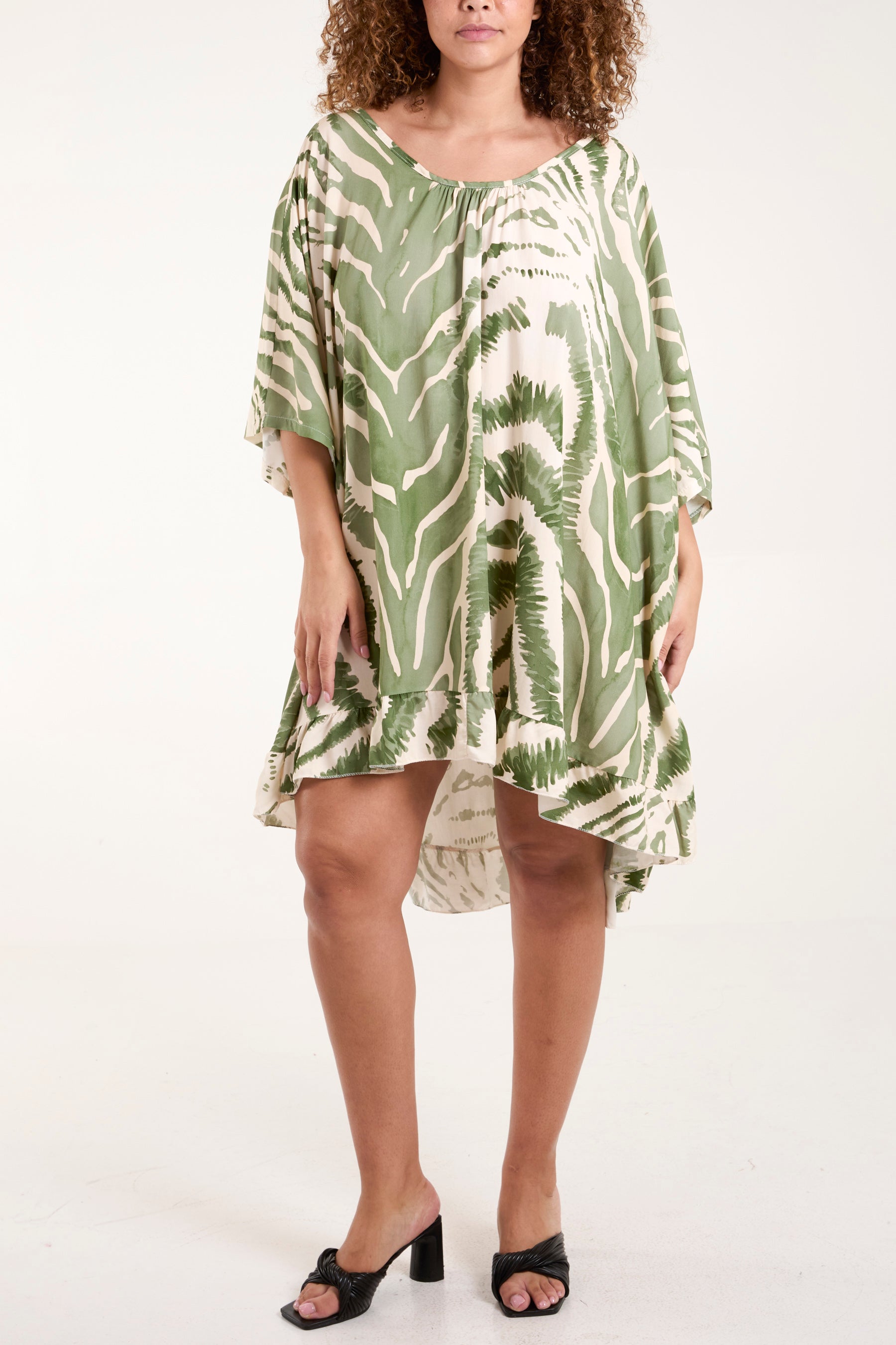 Zebra Print Open Back Tunic Dress