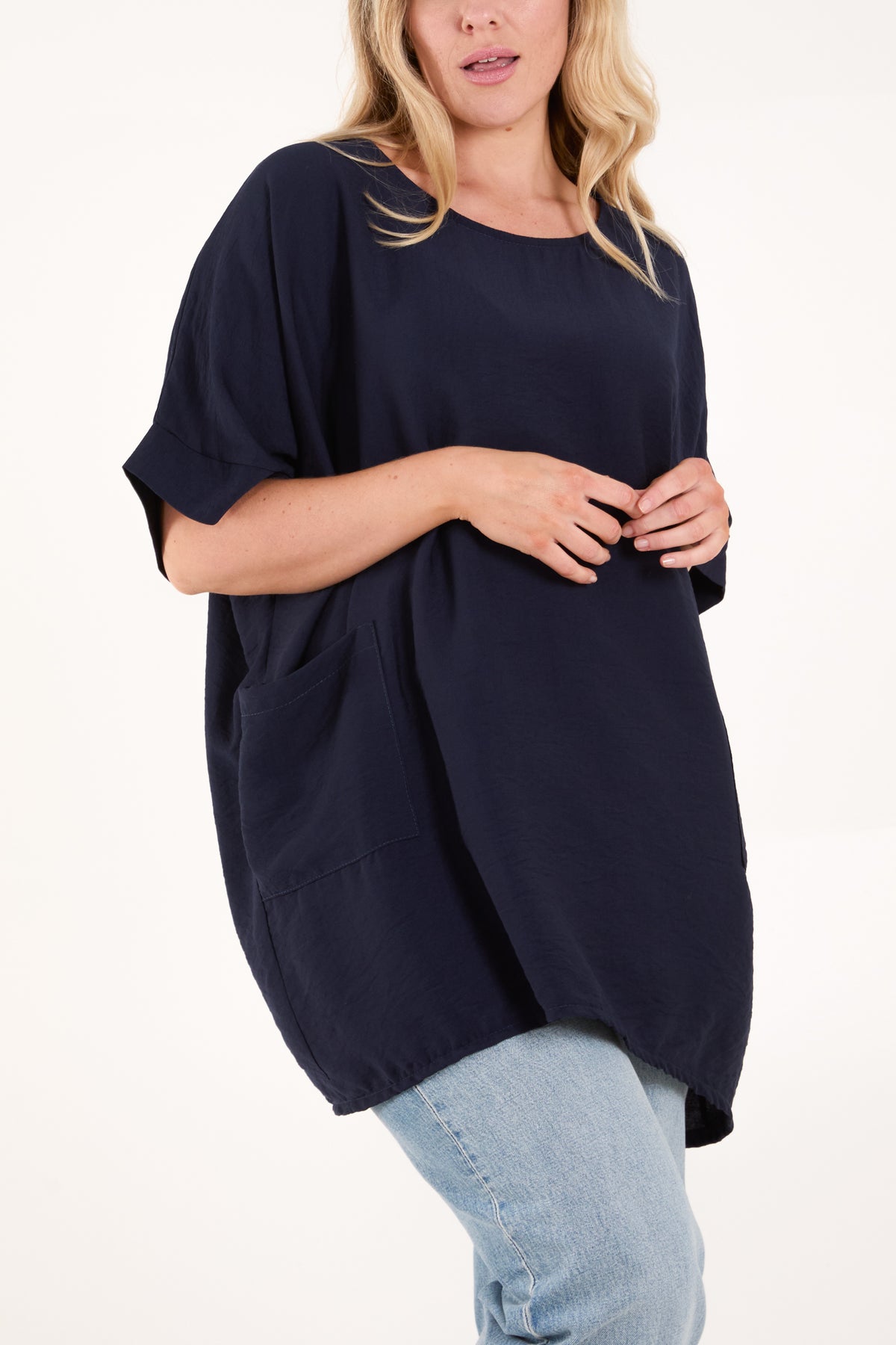 Short Sleeve Side Pockets Blouse