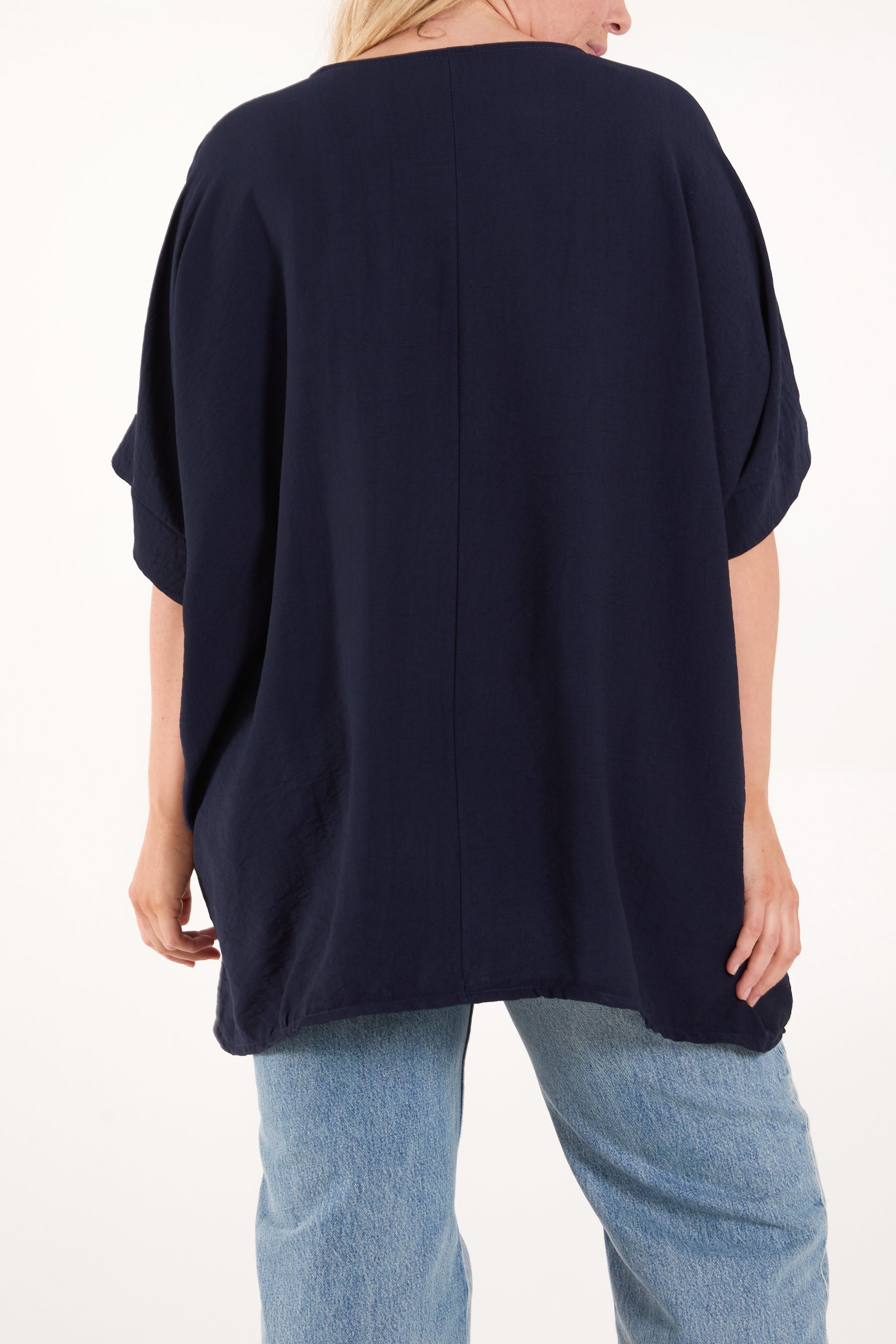 Short Sleeve Side Pockets Blouse