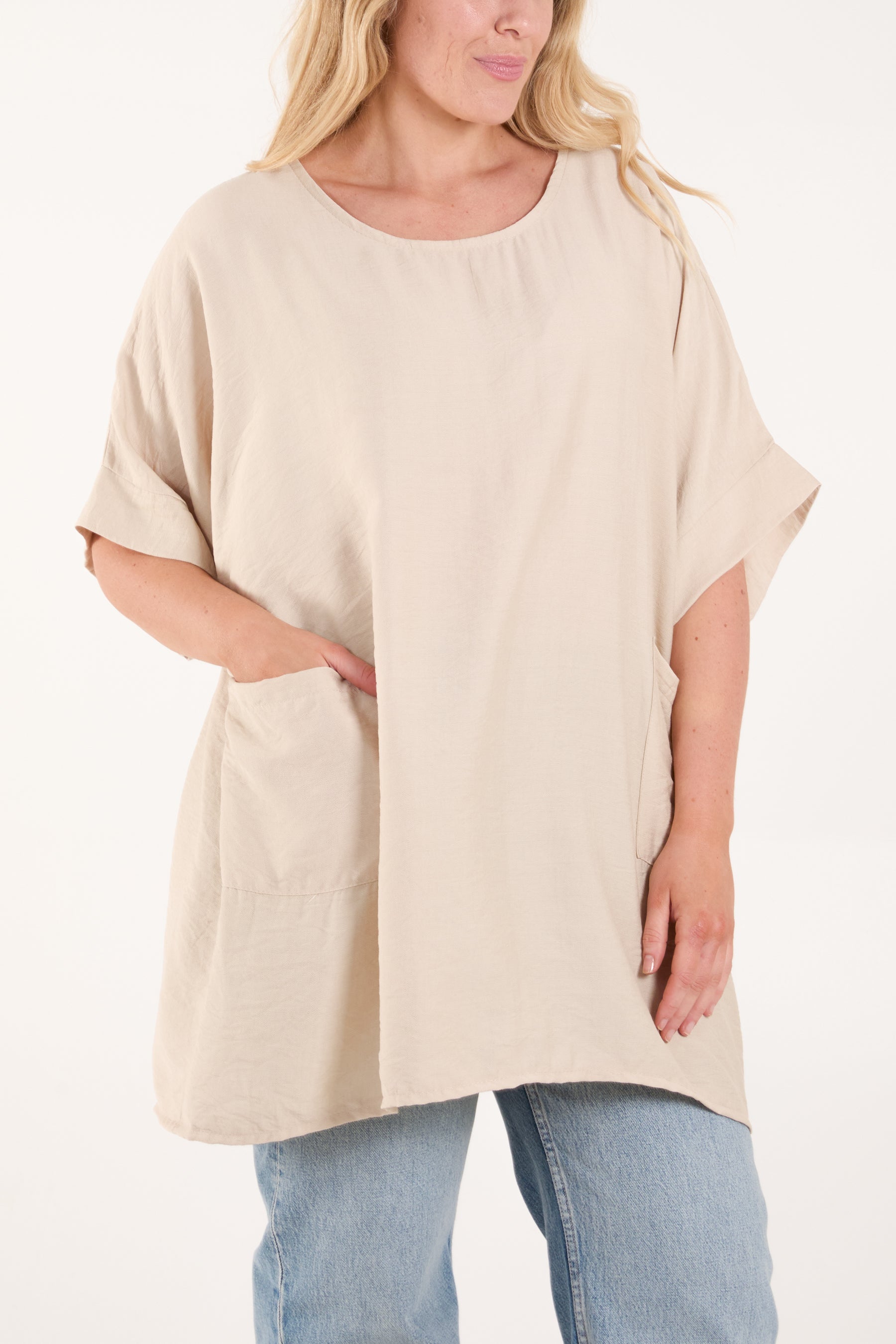 Short Sleeve Side Pockets Blouse