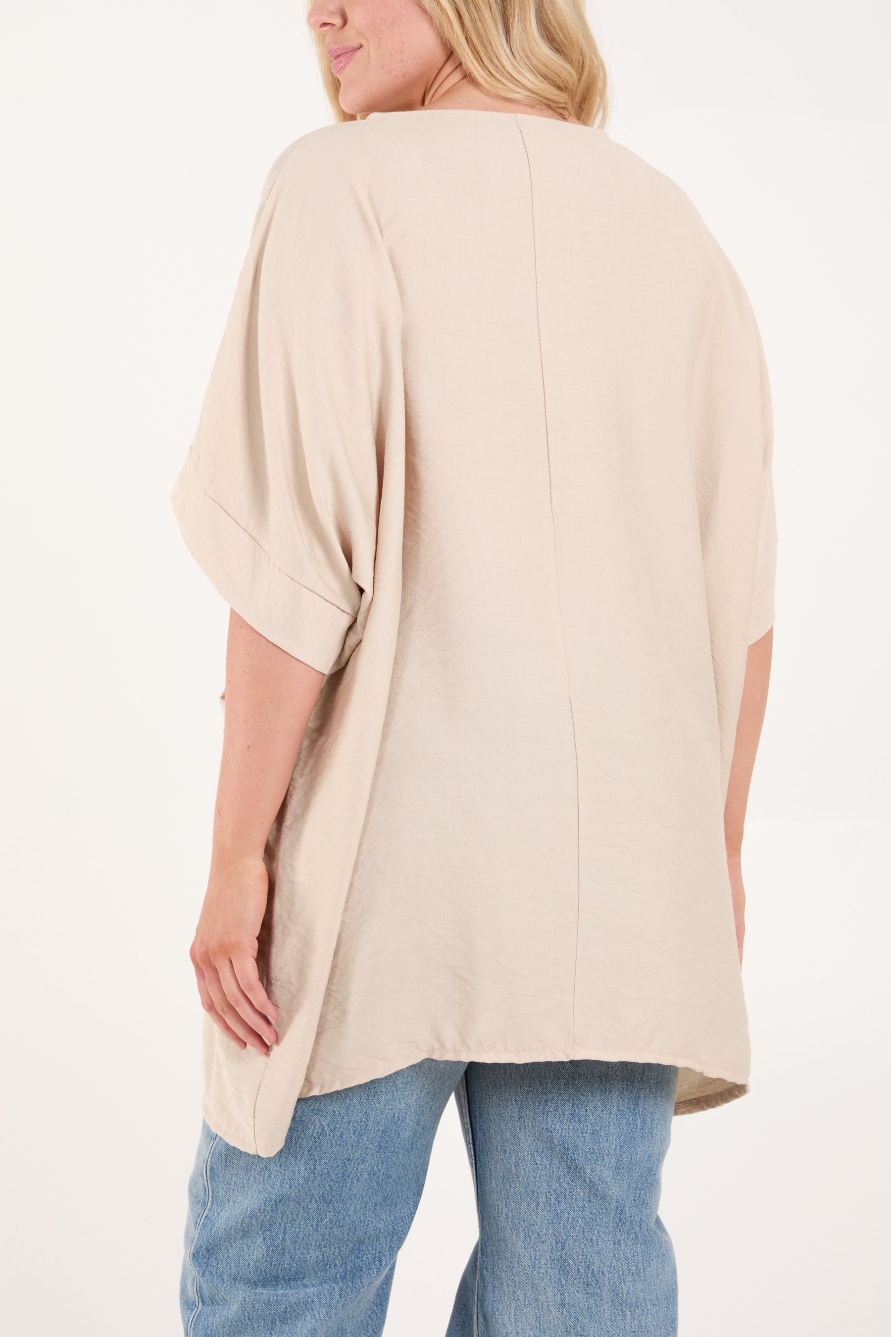 Short Sleeve Side Pockets Blouse