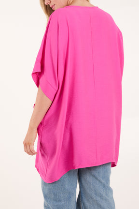 Short Sleeve Side Pockets Blouse