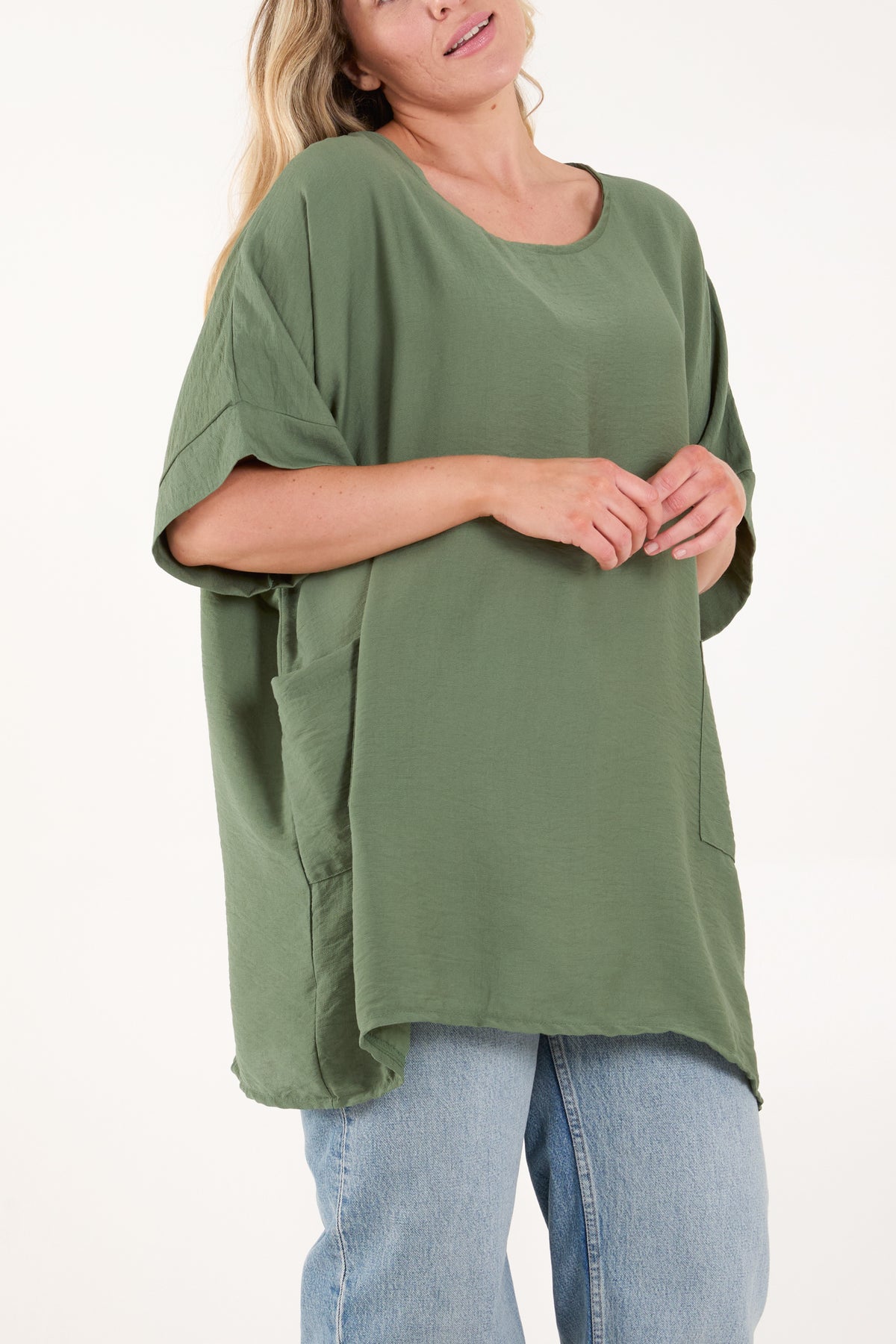 Short Sleeve Side Pockets Blouse