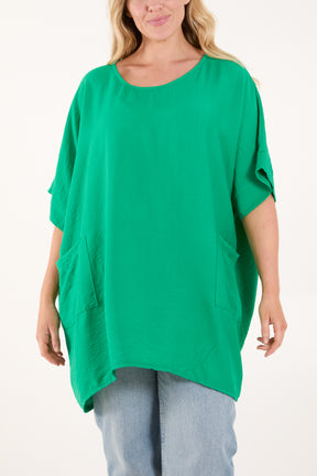 Short Sleeve Side Pockets Blouse