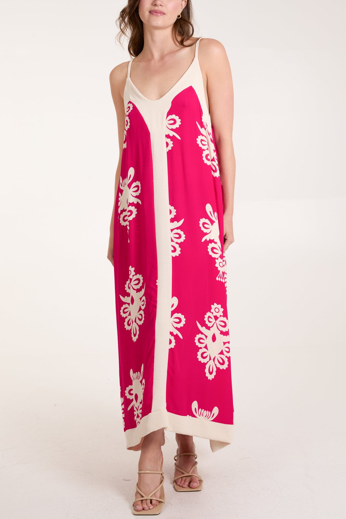 Contrast Border Printed Cami Dress