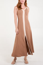 Ribbed Split Front Panel Dress